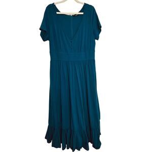 Eshakti maxi jersey knit dress fit n flare blue size 1X loungewear lagenlook